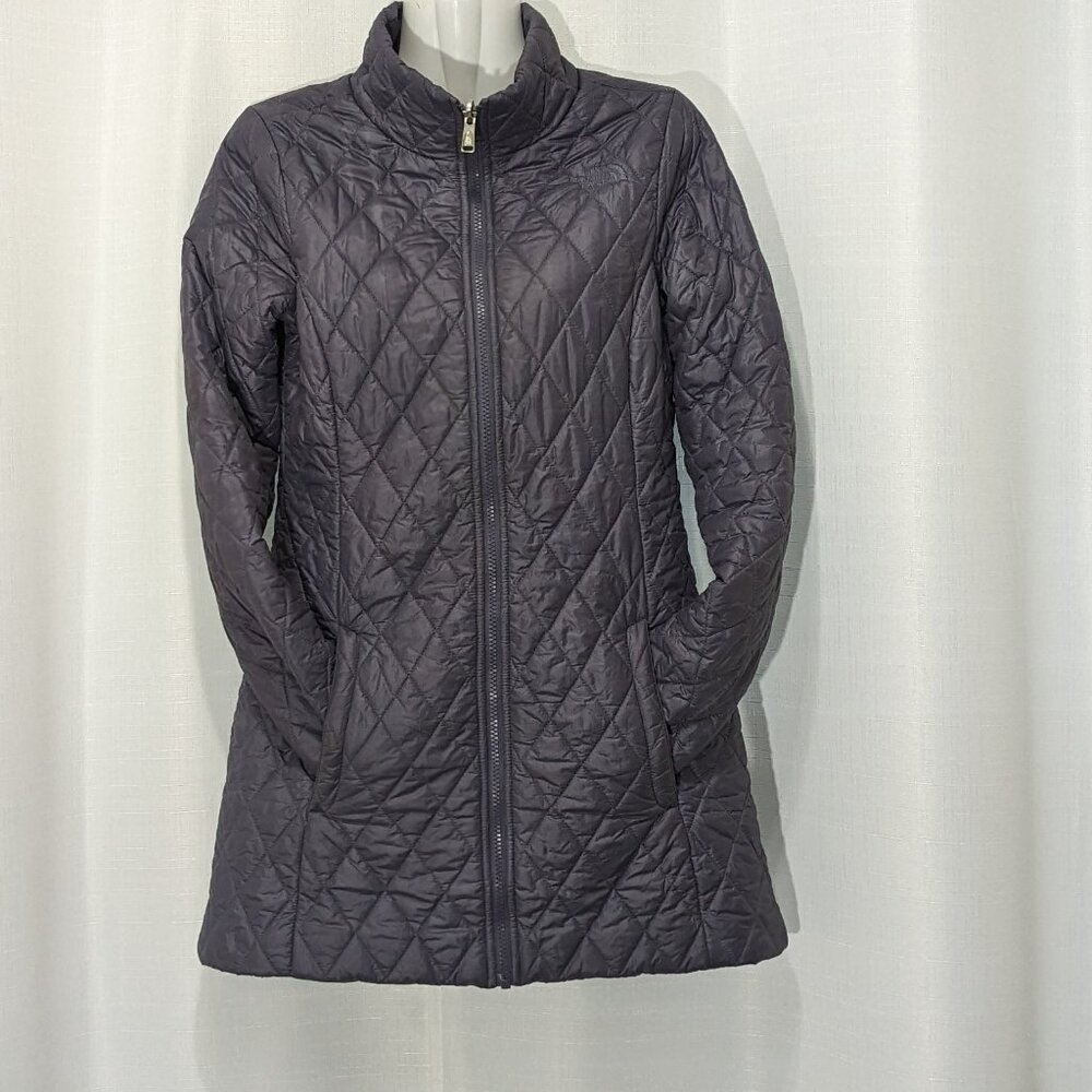 The North Face Womens Transit Quilted Down Parka Jacket Long Size XS Gray